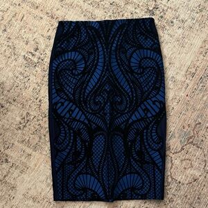 Black and Blue pattern pencil skirt